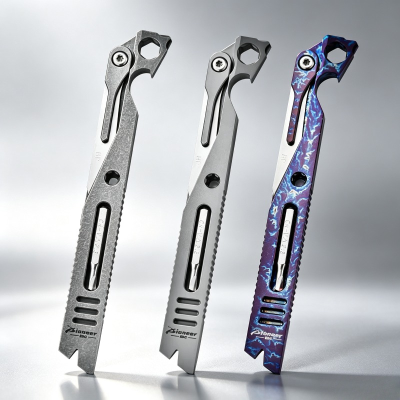 Titanium Pry Bar - Titanyum EDC Levye Aleti, Bıçaklı Cep