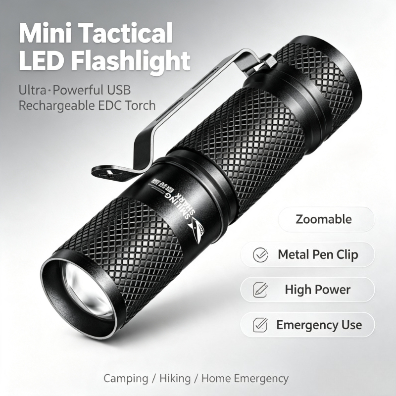 Edc Carry Flashlight - SMILING SHARK Ultra Güçlü Mini Taktik