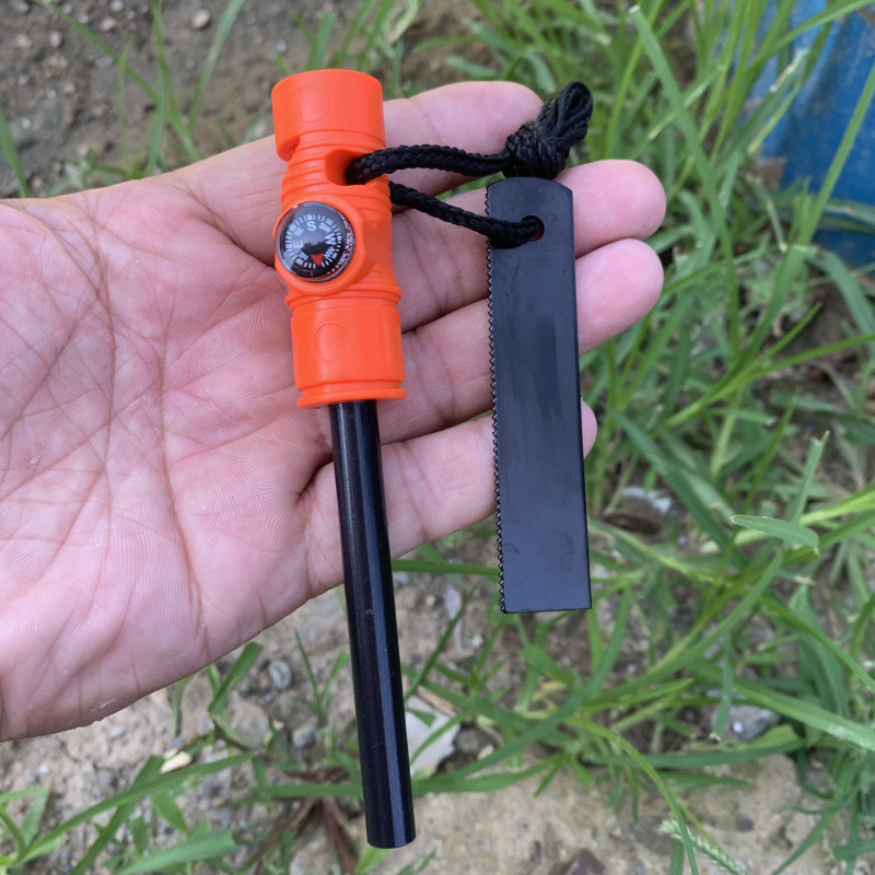 Ferro Rod Striker - Survivor Uzun Model Üçü Bir Arada