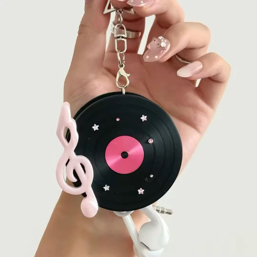 Cable Winder Keychain - Yıldız Anahtarlıklı Kawaii Vinil Plak Kablo